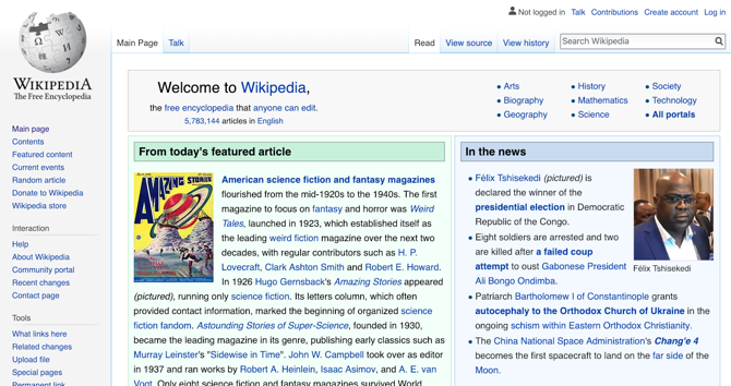 Zrzut ekranu Wikipedii