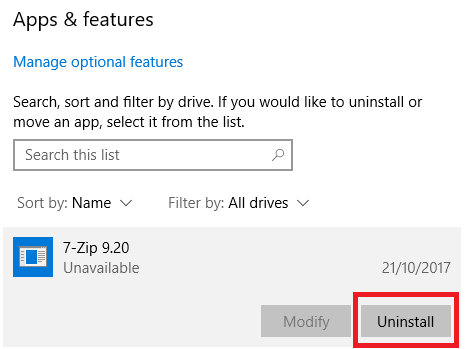 Odinstaluj aplikacje i funkcje systemu Windows 10