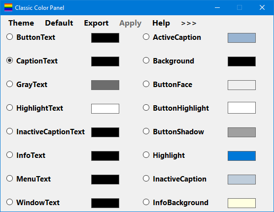 Windows 10 klasyczny kolorowy panel