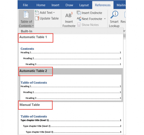 Prosty przewodnik po karcie Microsoft Word References MSWord TOC wbudowany w