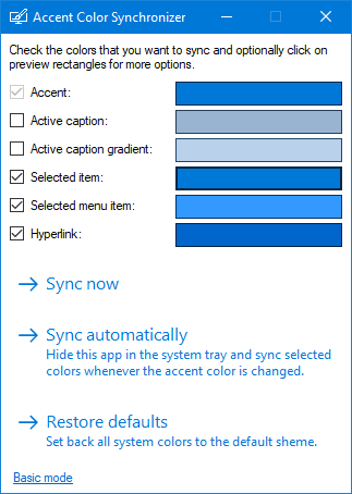 akcentujący synchronizator kolorów