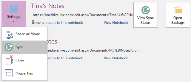 Notatki synchronizacji OneNote