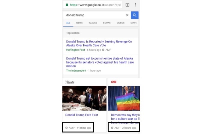 wyszukiwarka amp Google Donald Trum