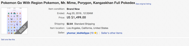 Sprzedaj Pokemon Go w serwisie eBay