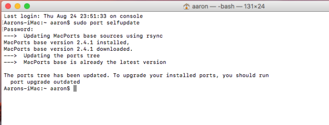 wprowadzenie Macports port selfupdate