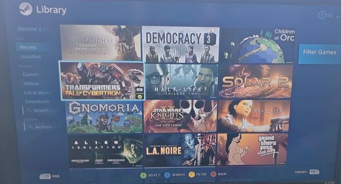 biblioteka urządzeń Steam Link