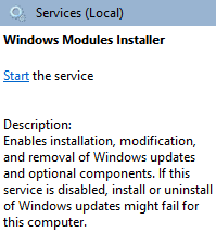 Usługa instalatora modułów systemu Windows