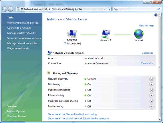 Centrum sieci i udostępniania systemu Windows