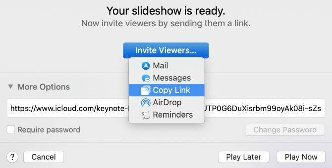 Opcja Keynote Live Invite Viewers