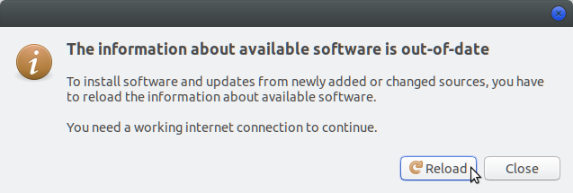 Załaduj ponownie informacje o dostępnym oprogramowaniu w Ubuntu 17.10