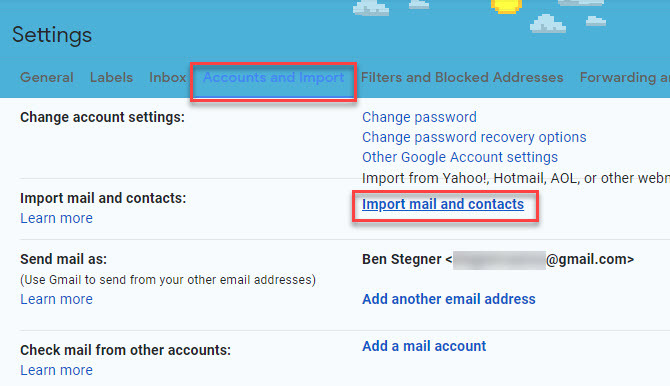 Konto importowe Gmaila