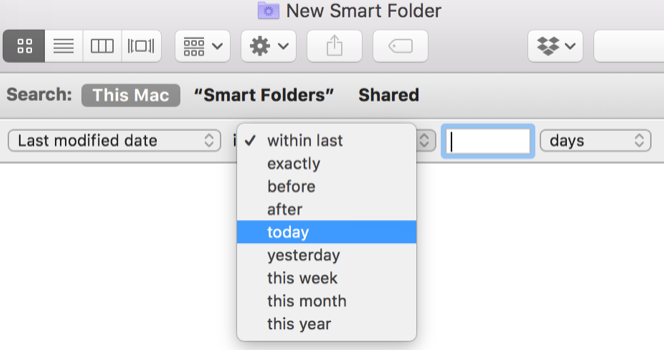 Data modyfikacji Mac Smart Folders