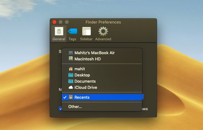 domyślny folder wyszukiwarki macos 