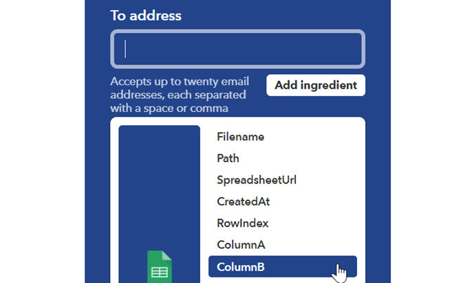 ifttt to address field