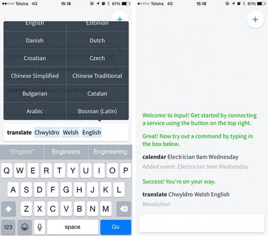 Dane wejściowe to iPhone Command Line dla Evernote, Gmaila i wielu innych