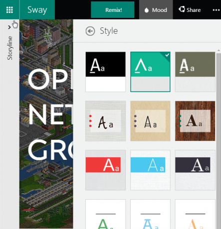 Ustawienia stylu Microsoft Sway