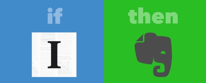 IFTTT Instapaper podkreśla Evernote