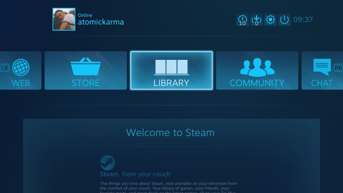 interfejs urządzenia Steam Link