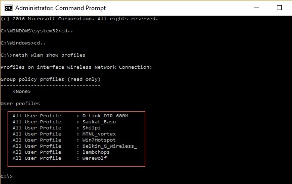 Jak znaleźć zapisane hasła Wi-Fi dla poprzednich sieci w Windows 10 Command Window01