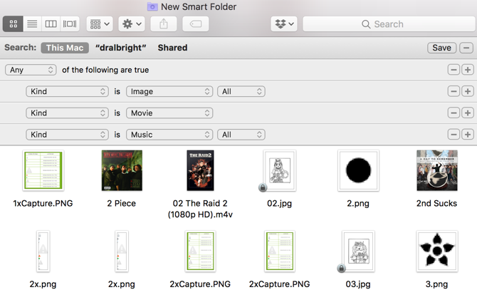 Pliki filmowe Mac Smart Folder