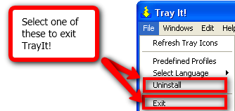 Minimalizuj programy do zasobnika systemowego za pomocą TrayIt! exit trayit
