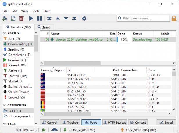 qbittorrent peers tabs