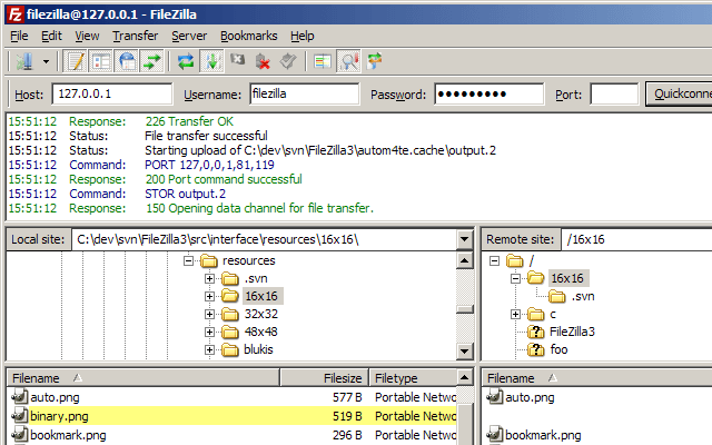 Jest to zrzut ekranu jednego z najlepszych programów FTP dla systemu Windows. Nazywa się FileZilla