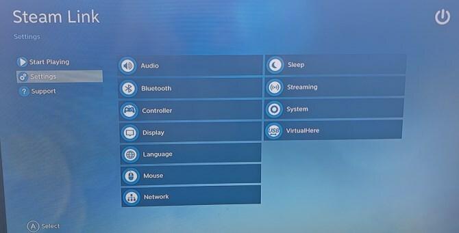 ustawienia urządzenia Steam Link
