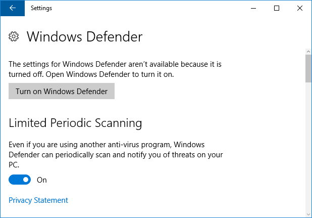 okresowe skanowanie systemu Windows Defender