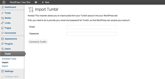 Co nowego w WordPress 3.3? import z tumblra