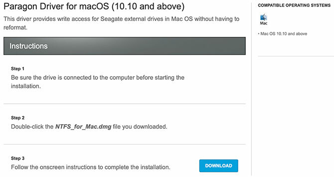 Sterownik Paragon NTFS dla systemu macOS firmy Seagate