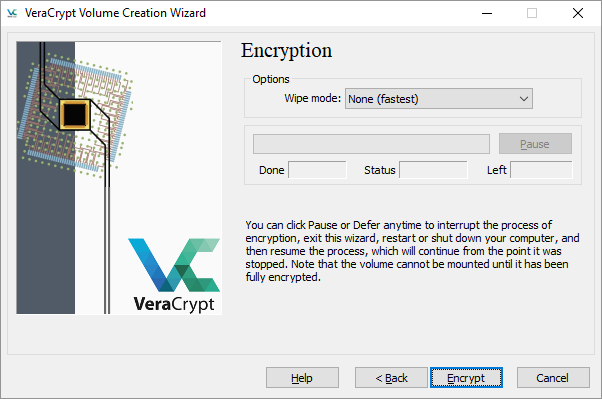 VeraCrypt Uruchom szyfrowanie