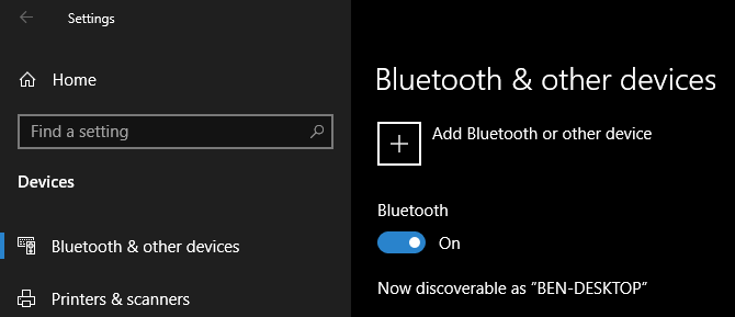 Ustawienia Bluetooth Windows 10