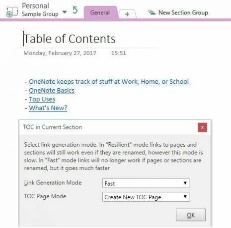 Spis treści makr programu OneNote