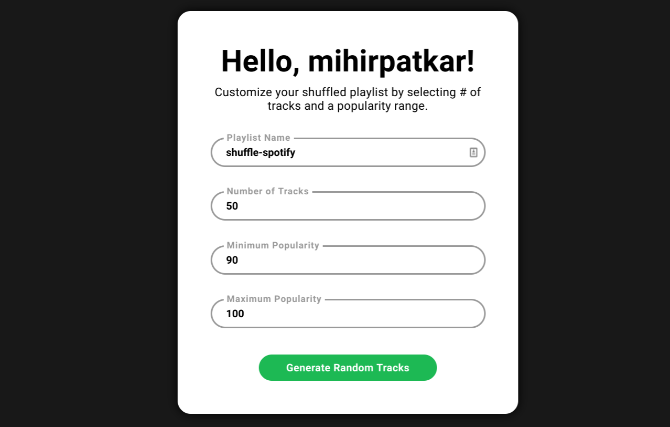 Shuffle Spotify tworzy losową listę odtwarzania utworów na podstawie ich popularności