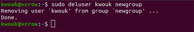 Usuwanie użytkownika z grupy za pomocą polecenia deluser