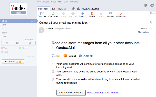 darmowe usługi e-mail-yandex-mail