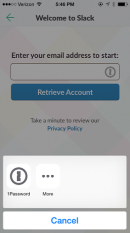 Rozszerzenie Slack 1Password