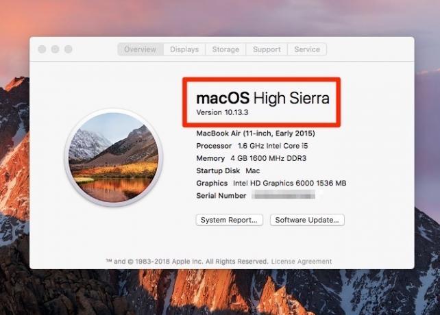 macOS Informacje o tym komputerze Mac