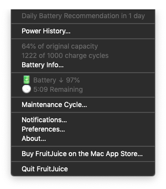 Aplikacja FruitJuice Battery Mac