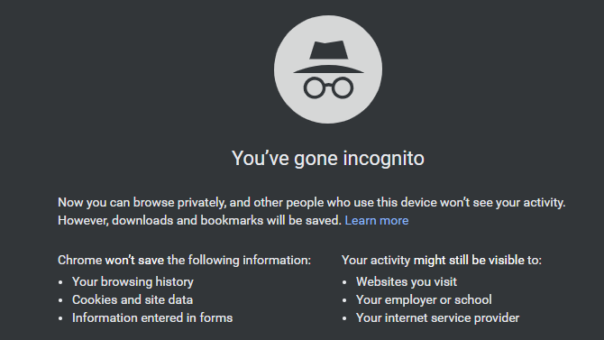 Chrome Go incognito