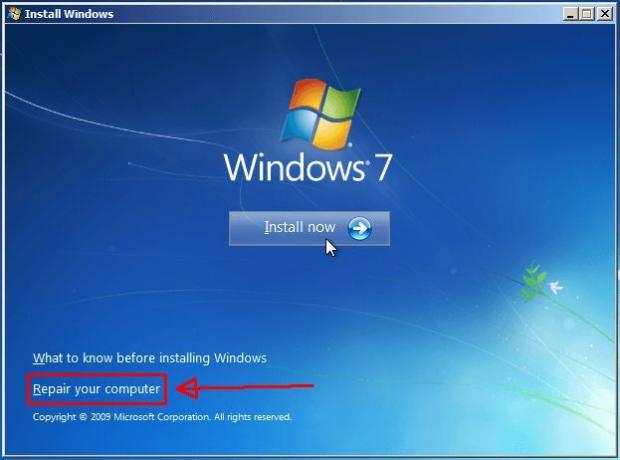 Ekran startowy systemu Windows 7