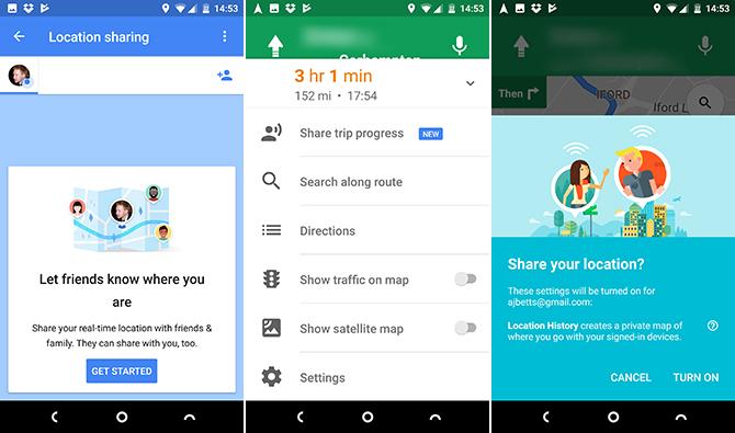 Google Maps Android udostępnij postęp podróży