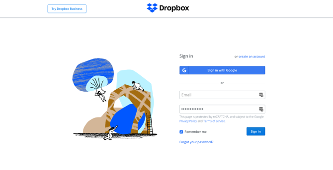 Zrzut ekranu Dropbox