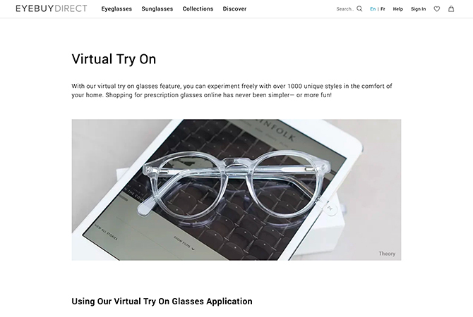 EyeBuyDirect Virtual Try On