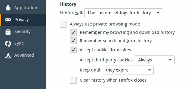 ustawienia prywatności firefox