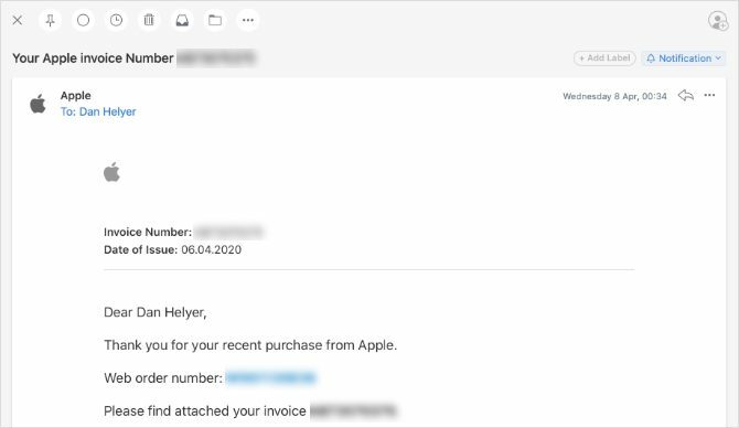 E-mail na fakturze Apple