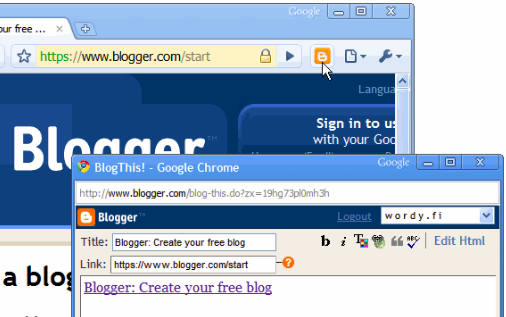 Chrome rozszerzenie blogowania