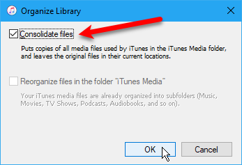 iTunes konsoliduje pliki