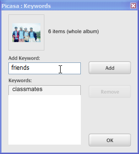 Picasa - słowa kluczowe do zdjęć